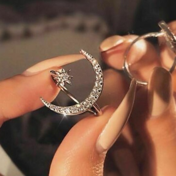 ❤️gorgeous gold crescent moon&star ring - Picture 4 of 6